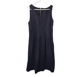 J.Crew Navy Blue Pleated Waist Sleeveless Ponte Sheath Dress A7523 Womens 14T
